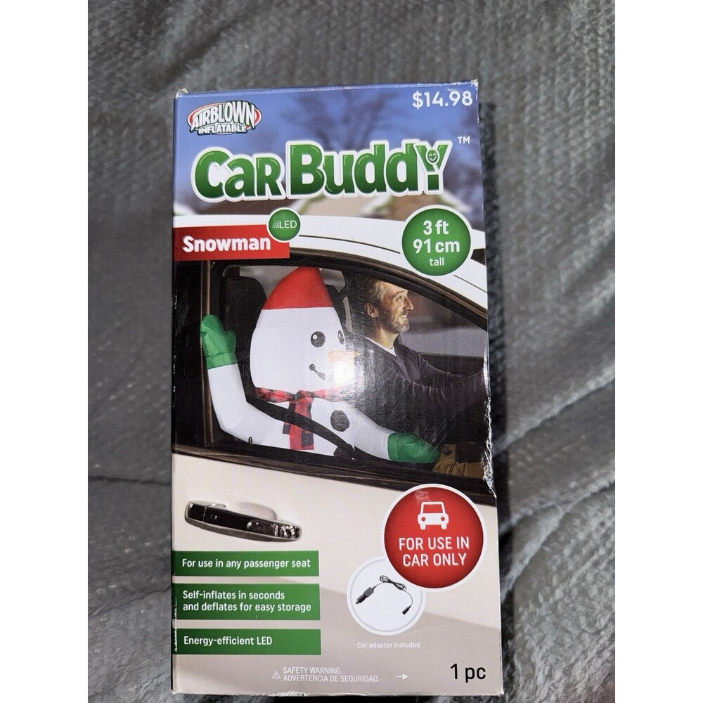 Gemmy Auto Car Buddy Snowman Christmas Airblown Car Seat Inflatable Decoration